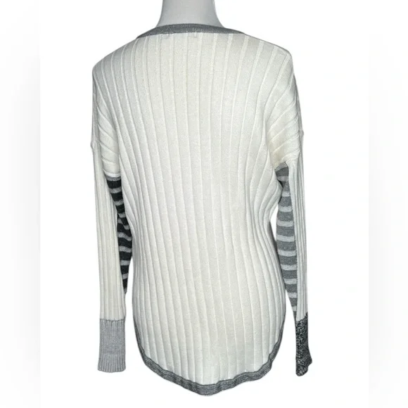 Zaket & Plover Cashmere Blend Ribbed Sweater Cream Grey Soft Long sz S/M - Picture 6 of 11